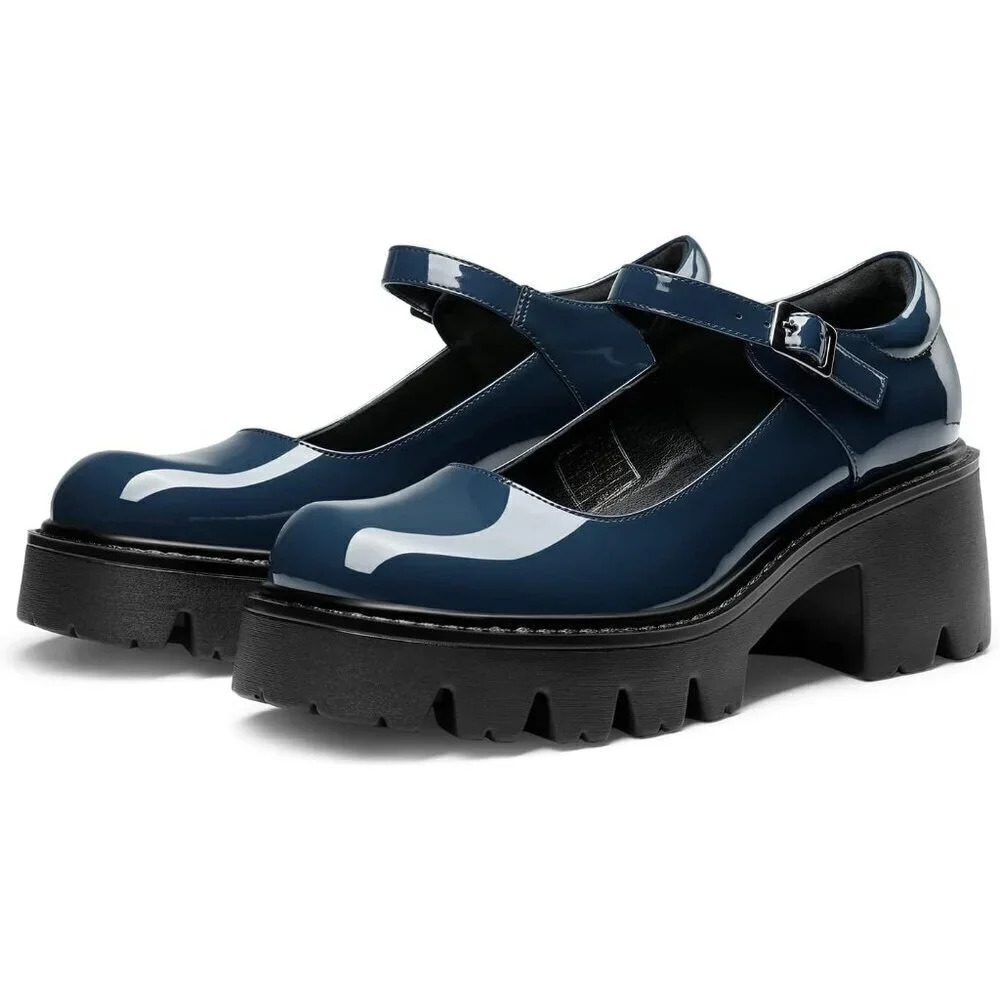 🆕Women's Mary Janes Shoes for Women, Platform Dress Low Heel Chunky Pumps - Picture 4 of 5